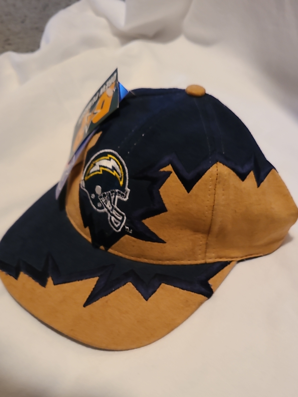 Vintage Drew Pearson San Diego Chargers Jagged Edge Hat Cap Blue Tan NWT Logo - Picture 2 of 16